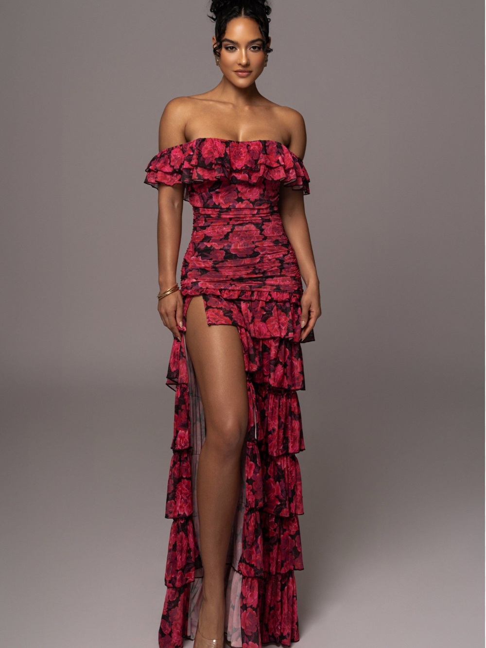 Ruffle Off the Shoulder Tiered Maxi Dress
JLUXLABEL